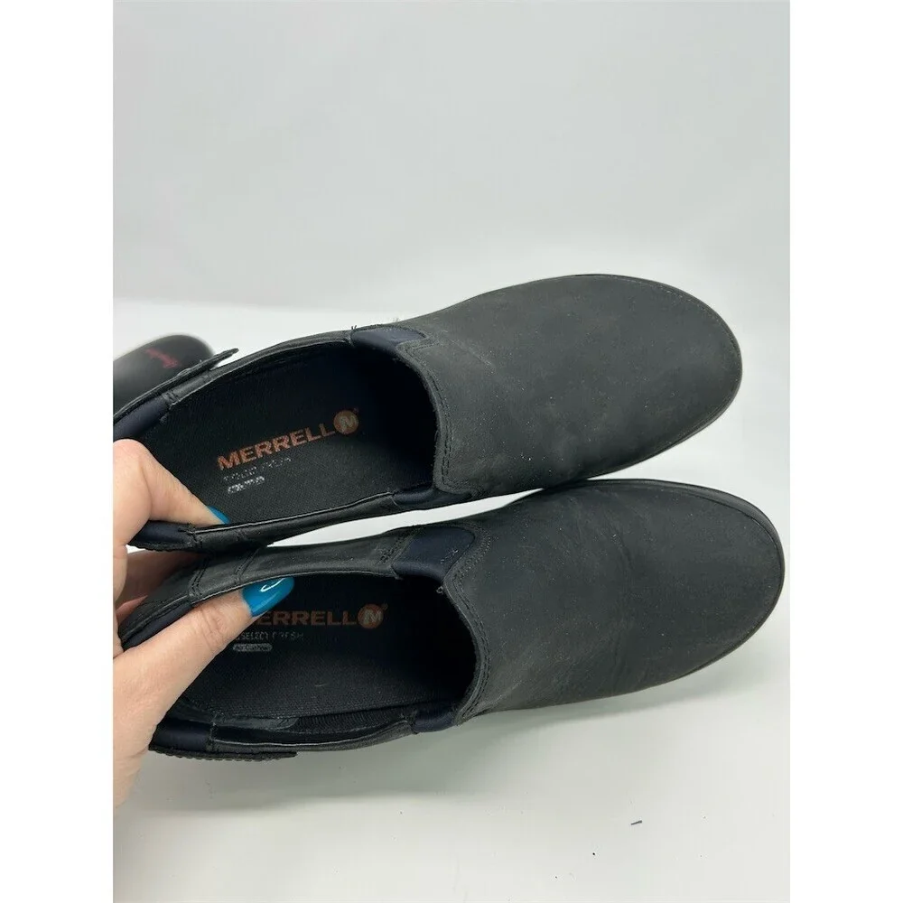 Merrell Womens Slip-On Wedge Comfort Shoes Black Elastic Gore Work Casual Size 8